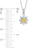 Thumbnail Image 1 of 3/4 CT. T.W. Certified Cushion-Cut Natural Yellow and White Diamond Flower Pendant in 14K White Gold (P/I1)