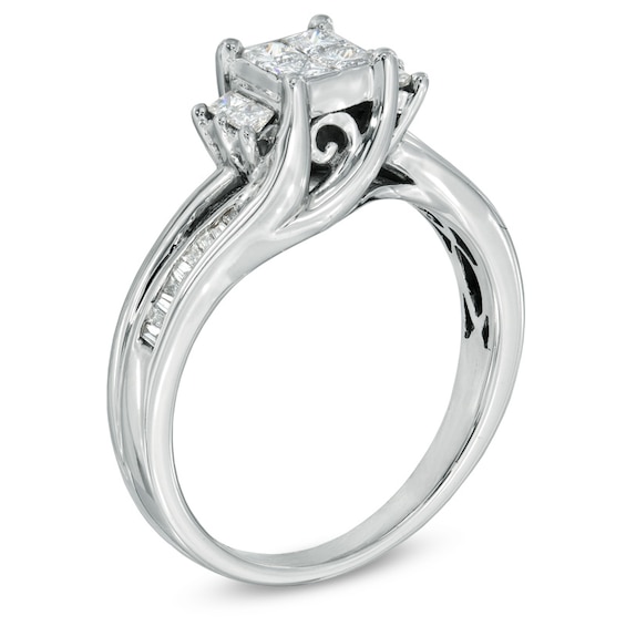 1/2 CT. T.w. Quad Princess-Cut Diamond Engagement Ring in 10K White Gold