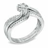 Thumbnail Image 2 of 1/2 CT. T.W. Diamond Cluster Bridal Set in 10K White Gold