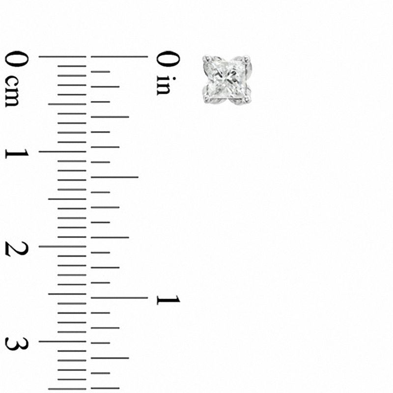 Main Image 2 of 1-1/3 CT. T.W. Princess-Cut Diamond Tulip Stud Earrings in 14K White Gold