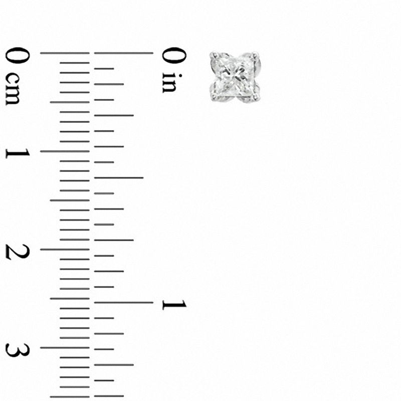 Main Image 2 of 1/2 CT. T.W. Princess-Cut Diamond Tulip Stud Earrings in 14K White Gold