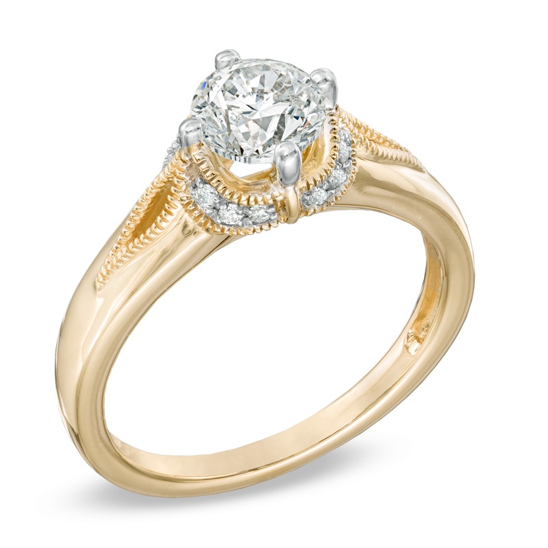 Main Image 2 of 1 CT. T.W. Certified Diamond Vintage-Style Engagement Ring in 14K Gold (J/I1)