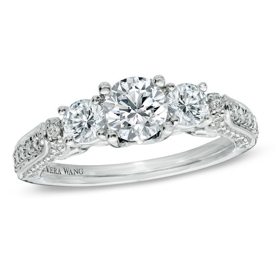 Vera Wang Love Collection 1-1/3 CT. T.w. Diamond Three Stone Engagement Ring in 14K White Gold
