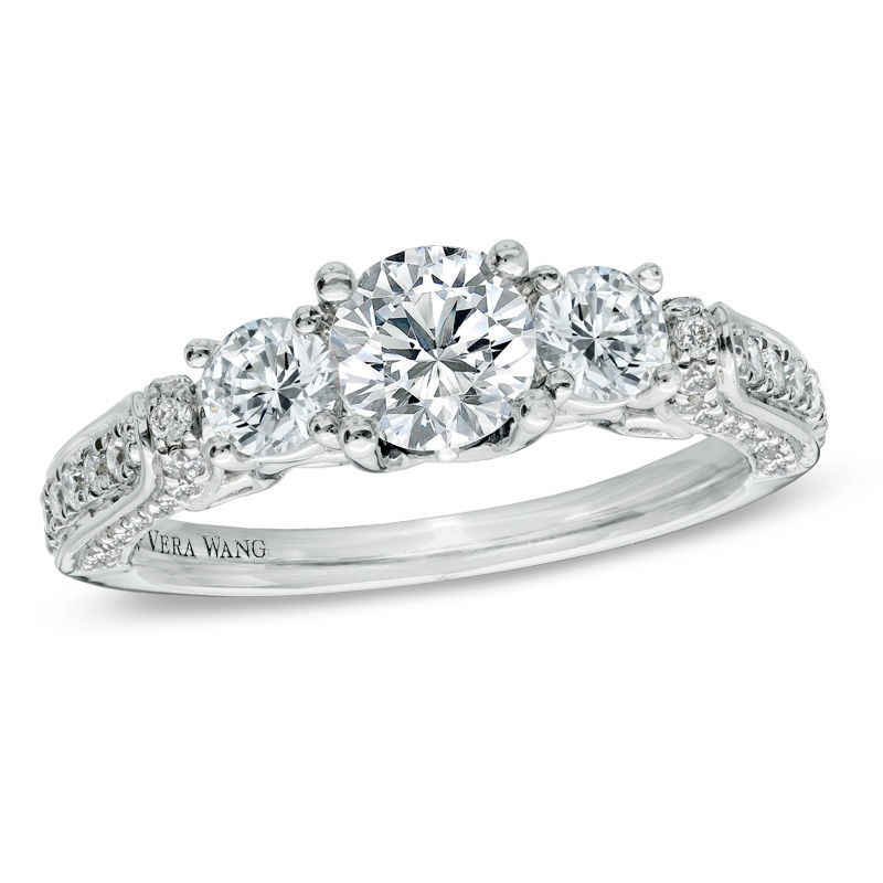 Vera Wang Love Collection 1-1/3 CT. T.W. Diamond Three Stone Engagement Ring in 14K White Gold