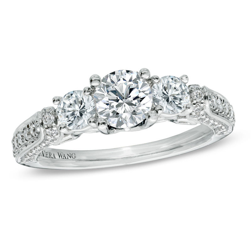 Main Image 1 of Vera Wang Love Collection 1-1/3 CT. T.W. Diamond Three Stone Engagement Ring in 14K White Gold
