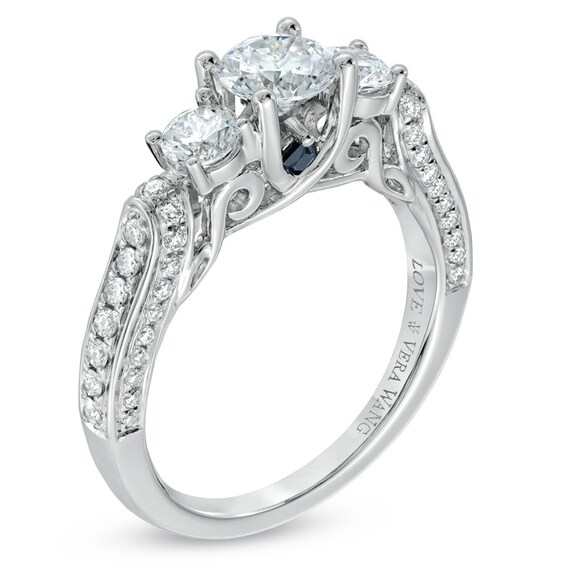 Vera Wang Love Collection 1-1/3 CT. T.w. Diamond Three Stone Engagement Ring in 14K White Gold