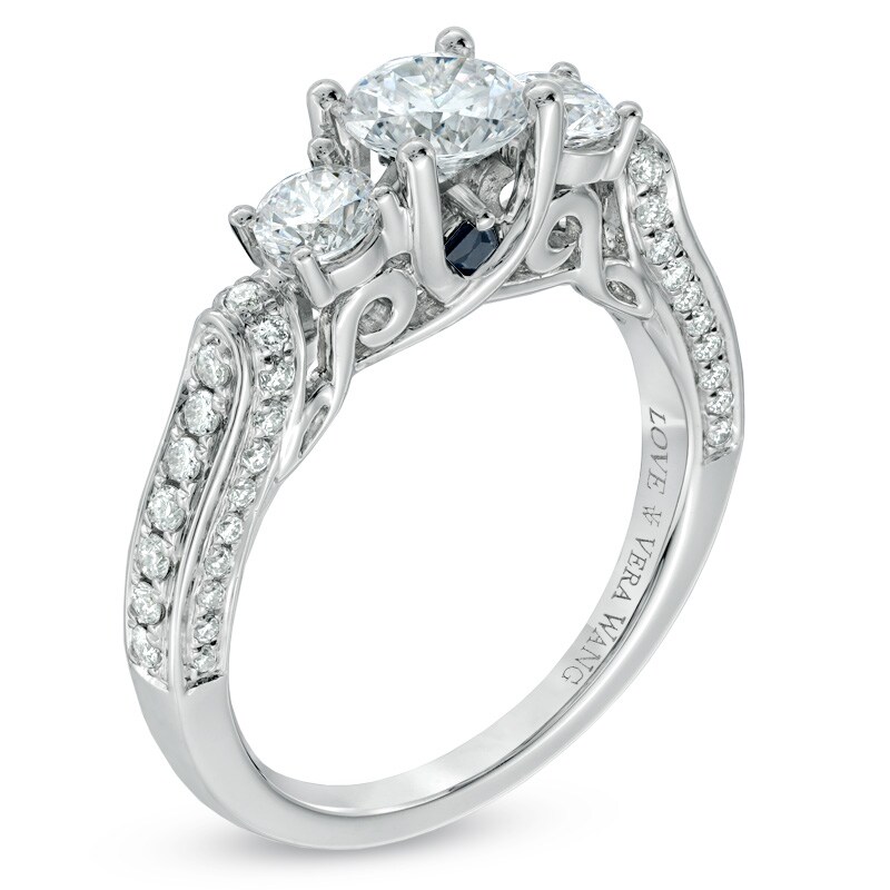 Main Image 2 of Vera Wang Love Collection 1-1/3 CT. T.W. Diamond Three Stone Engagement Ring in 14K White Gold