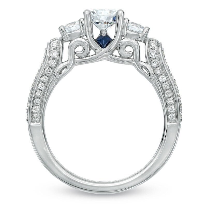 Main Image 3 of Vera Wang Love Collection 1-1/3 CT. T.W. Diamond Three Stone Engagement Ring in 14K White Gold