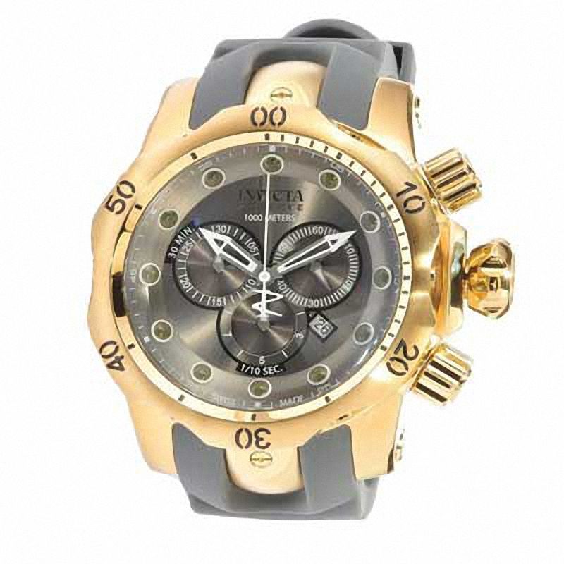 Men's Invicta Reserve Chronograph Gold-Tone Strap Watch with Grey Dial (Model: 11956)