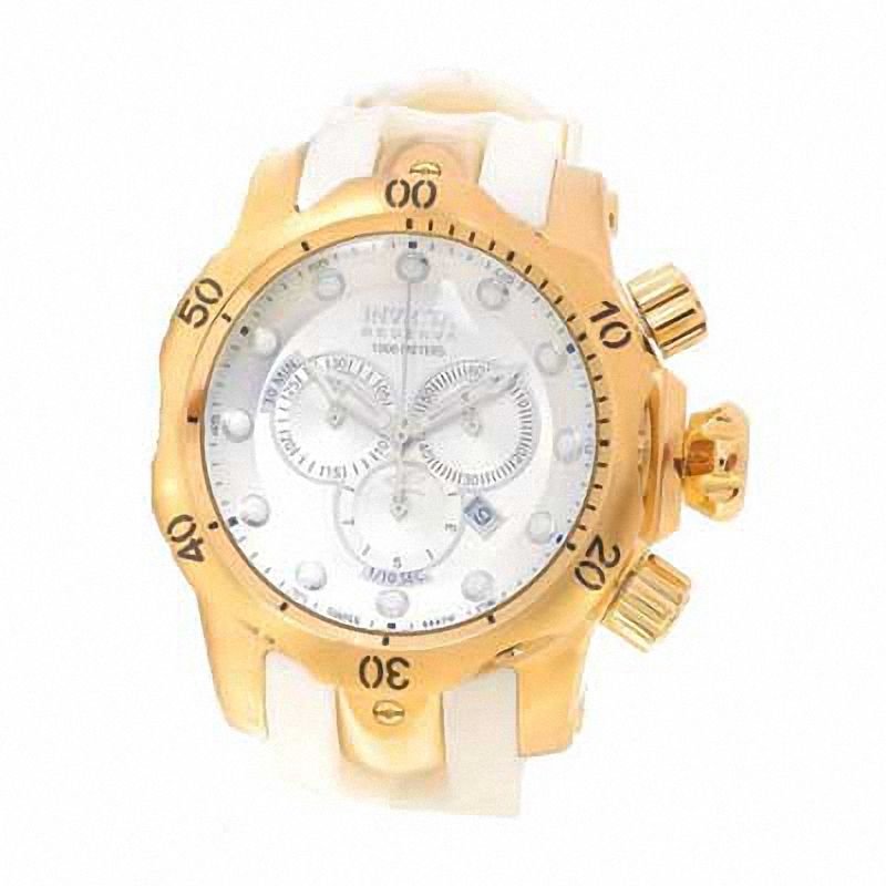 Main Image 1 of Men's Invicta Reserve Chronograph Gold-Tone Strap Watch with Silver-Tone Dial (Model: 11957)