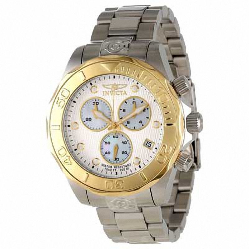 Men's Invicta Pro Diver Chronograph Two-Tone Watch with Silver-Tone Dial (Model: 11447)