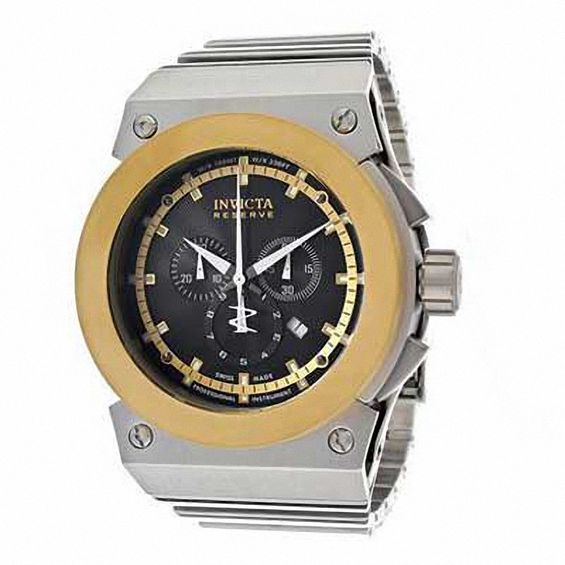 Men's Invicta Reserve Chronograph Two-Tone Watch with Black Dial (Model