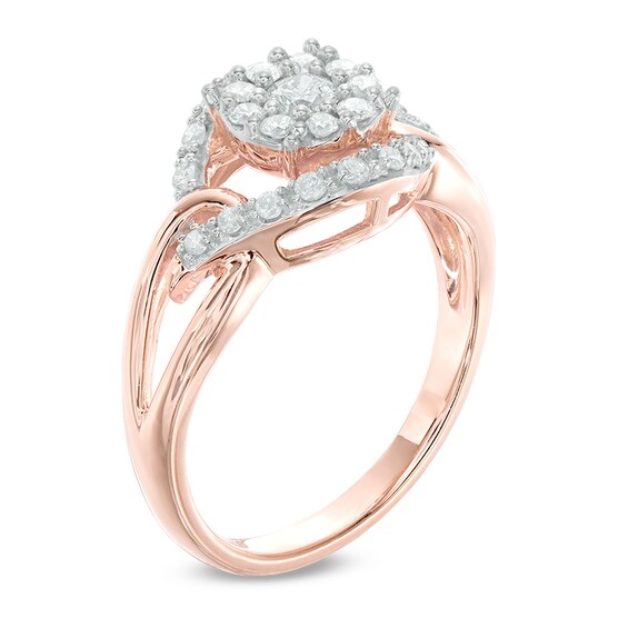 1/2 CT. T.w. Diamond Open Cluster Ring in 10K Rose Gold