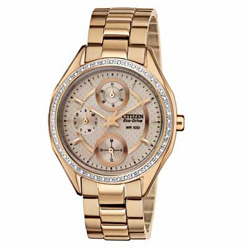 Main Image 1 of Ladies' Drive from Citizen Eco-Drive® POV Crystal Watch with Champagne Dial (Model: FD1063-57X)