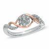 Thumbnail Image 1 of 1/5 CT. T.W. Diamond Cluster Split Shank Ring in 10K Two-Tone Gold