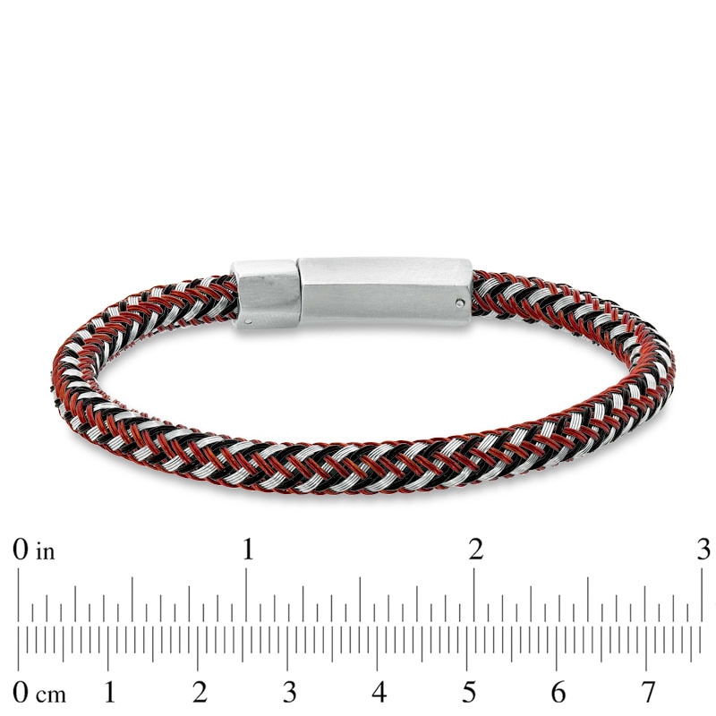 Main Image 2 of Tri-Tone Red and Black IP Stainless Steel Bracelet - 8.25"
