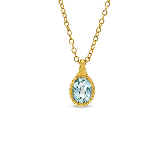 Piaraâ¢ Oval Blue Topaz Pendant in Sterling Silver with 18K Gold Plate - 17.5"