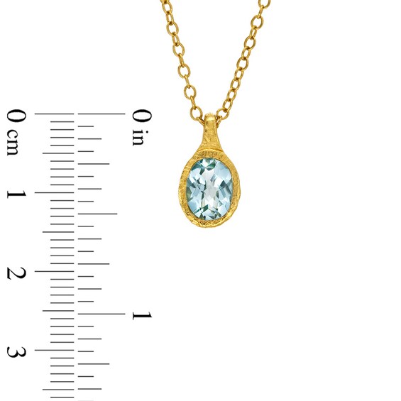 Piaraâ¢ Oval Blue Topaz Pendant in Sterling Silver with 18K Gold Plate - 17.5"