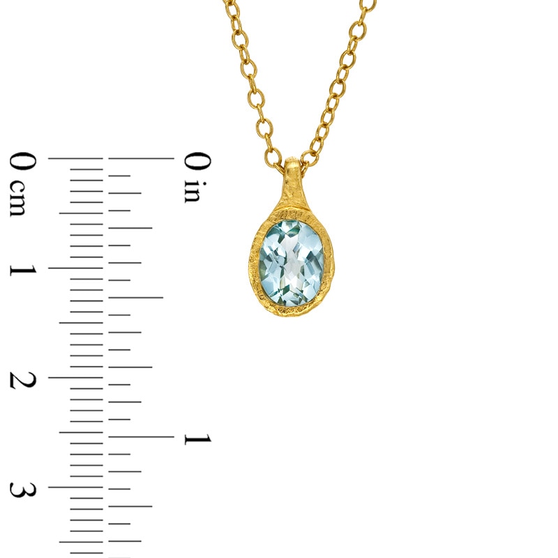 Main Image 2 of Piara™ Oval Blue Topaz Pendant in Sterling Silver with 18K Gold Plate - 17.5"