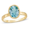 Thumbnail Image 1 of Piara™ Oval Blue Topaz Ring in Sterling Silver with 18K Gold Plate