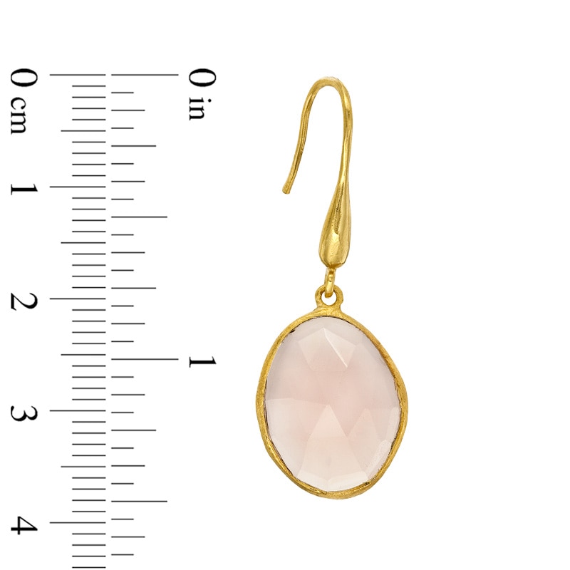 Main Image 2 of Piara™ Oval Pink Chalcedony Drop Earrings in Sterling Silver with 18K Gold Plate