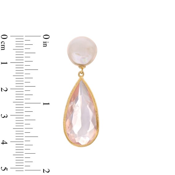 Piara™ 10.0-11.0mm Freshwater Cultured Pearl and Rose Quartz Earrings in Sterling Silver with 18K Gold Plate