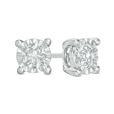 1 2 Ct T W Diamond Solitaire Stud Earrings In 10k White Gold