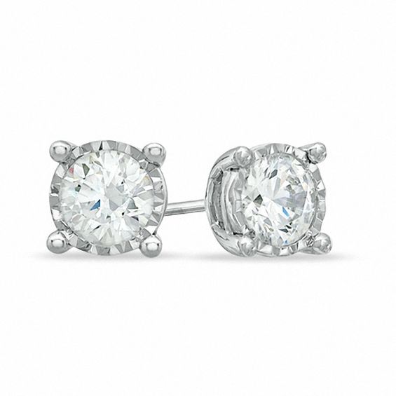 1 CT. T.w. Diamond Solitaire Stud Earrings in 10K White Gold