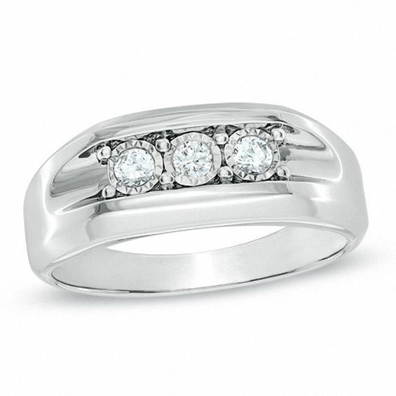 1/4 CT. T.w. Diamond Three Stone Ring in 10K White Gold