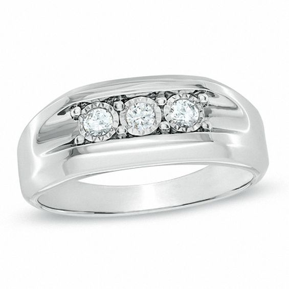 Men's 1/4 CT. T.w. Diamond Three Stone Ring in 10K White Gold