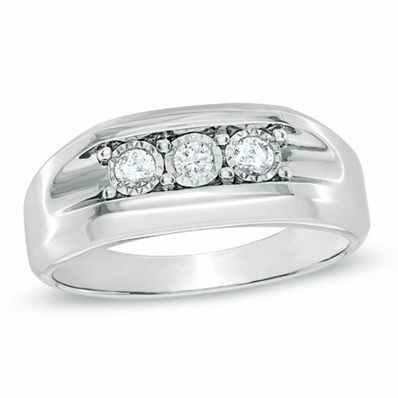 Main Image 1 of 1/4 CT. T.W. Diamond Three Stone Ring in 10K White Gold