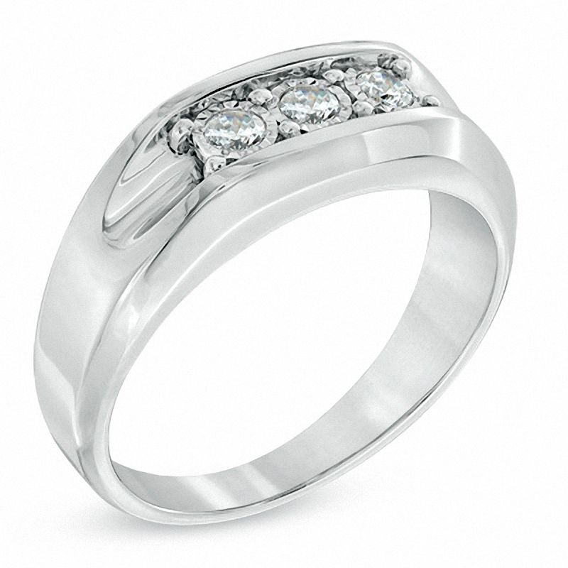 Main Image 2 of 1/4 CT. T.W. Diamond Three Stone Ring in 10K White Gold