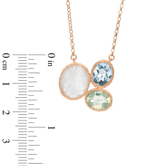 Piaraâ¢ Multi-Gemstone Necklace in Sterling Silver with 18K Rose Gold Plate - 17.50"