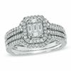 Thumbnail Image 1 of 3/4 CT. T.W. Multi-Baguette Composite Diamond Frame Bridal Set in 14K White Gold
