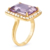Thumbnail Image 1 of Piara™ Rectangular Amethyst and Cultured Freshwater Pearl Ring in Sterling Silver with 18K Gold Plate