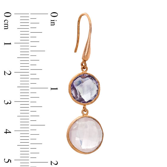 Piara™ Rose Quartz and Amethyst Drop Earrings in Sterling Silver with 18K Rose Gold Plate