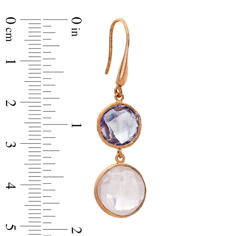 Main Image 2 of Piara™ Rose Quartz and Amethyst Drop Earrings in Sterling Silver with 18K Rose Gold Plate