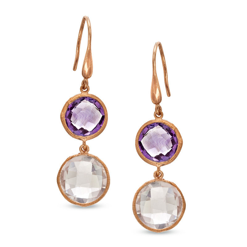 Main Image 1 of Piara™ Amethyst and Citrine Drop Earrings in Sterling Silver with 18K Gold Plate