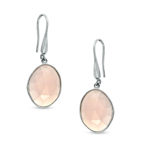 Piara™ Oval Pink Chalcedony Drop Earrings in Sterling Silver