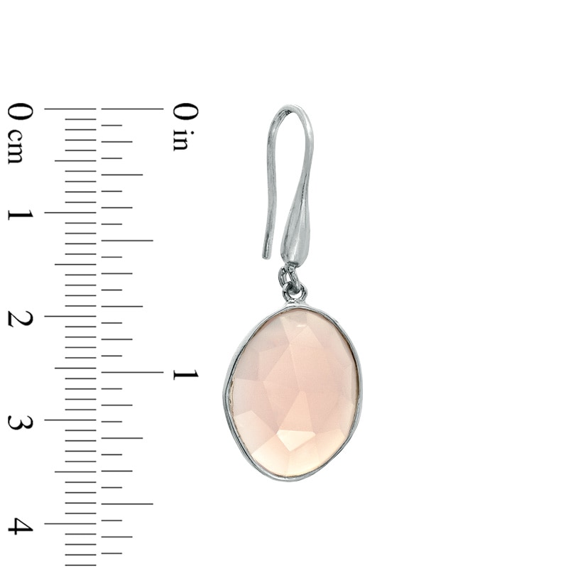 Main Image 2 of Piara™ Oval Pink Chalcedony Drop Earrings in Sterling Silver