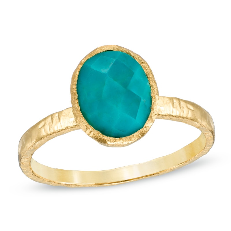 Main Image 1 of Piara™ Oval Turquoise Ring in Sterling Silver with 18K Gold Plate