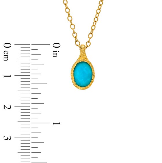 Piaraâ¢ Oval Turquoise Pendant in Sterling Silver with 18K Gold Plate - 17.5"
