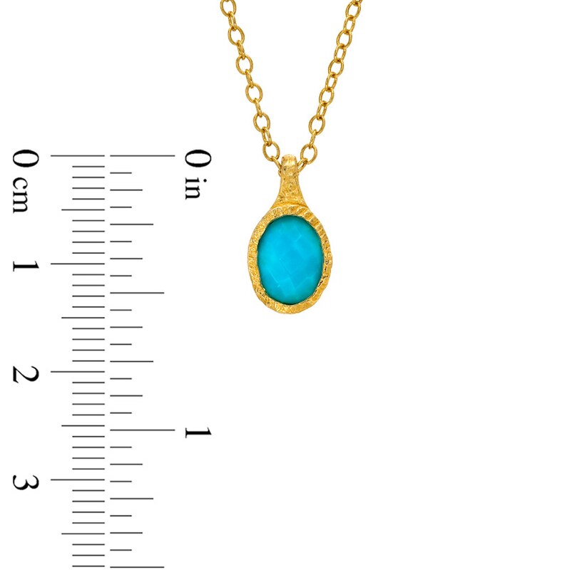 Main Image 2 of Piara™ Oval Turquoise Pendant in Sterling Silver with 18K Gold Plate - 17.5"