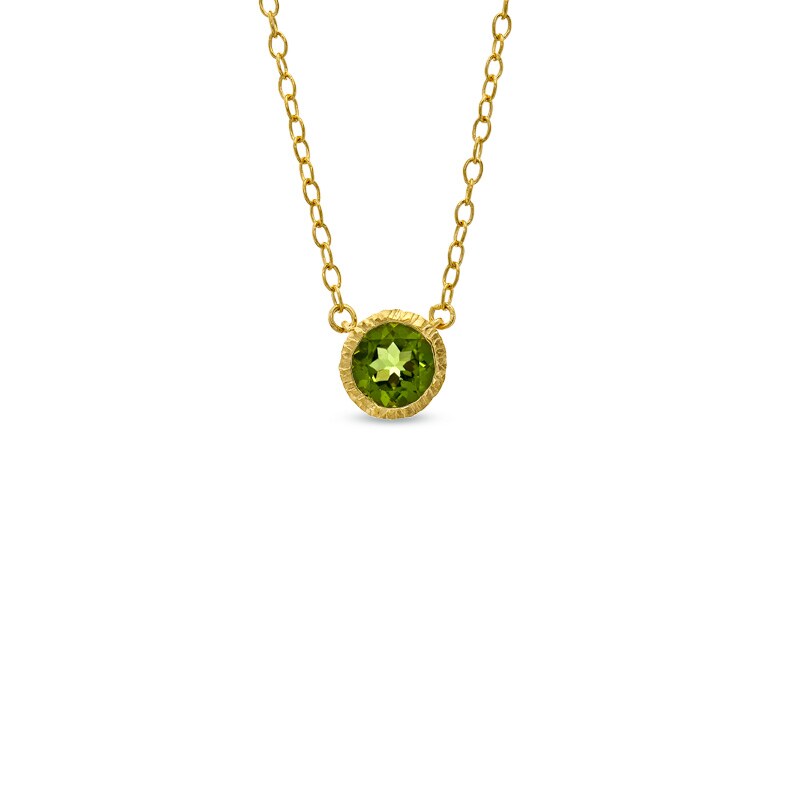 Main Image 1 of Piara™ 7.0mm Peridot Pendant in Sterling Silver with 18K Gold Plate - 17.5"