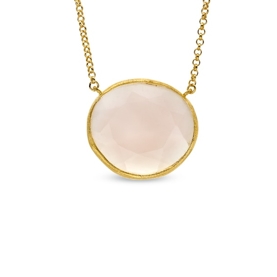 Piaraâ¢ Pink Chalcedony Pendant in Sterling Silver with 18K Gold Plate - 17.5"