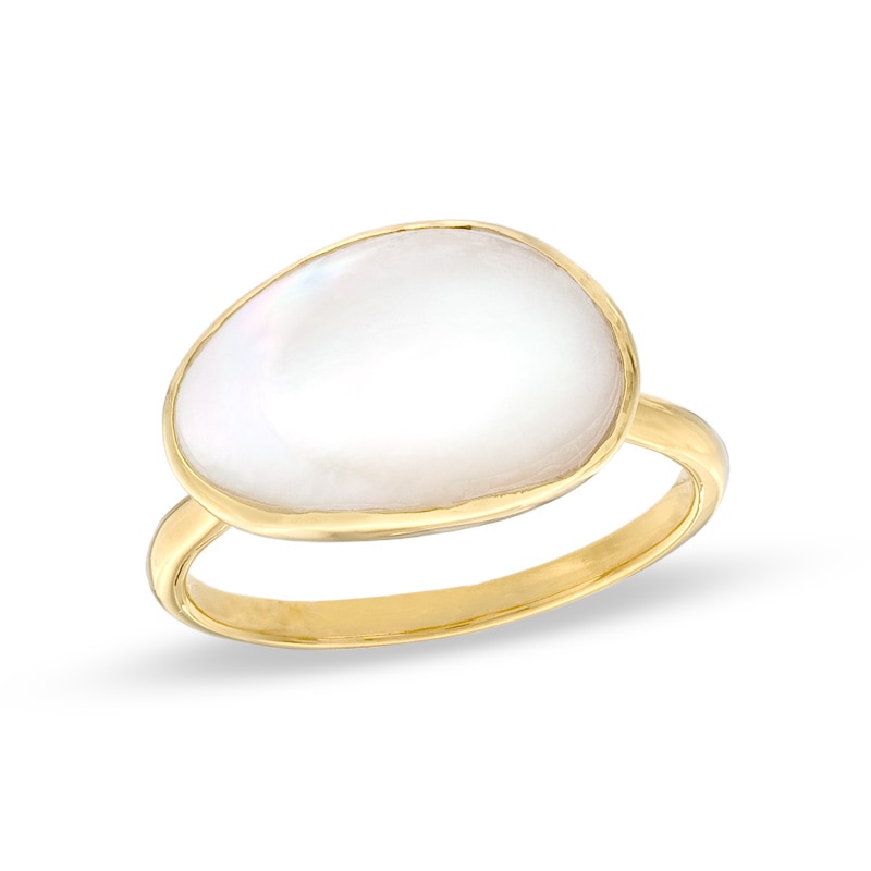 Main Image 1 of Piara™ Oval Mother-of-Pearl Ring in Sterling Silver with 18K Gold Plate