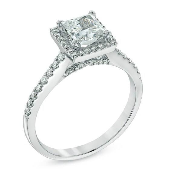 1-1/3 CT. T.w. Certified Princess-Cut Diamond Frame Engagement Ring in 14K White Gold (I/I1)