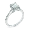 Thumbnail Image 1 of 1-1/3 CT. T.W. Certified Emerald-Cut Diamond Frame Engagement Ring in 14K White Gold (I/I1)
