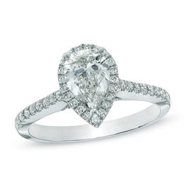 1-1/3 CT. T.W. Certified Pear-Shaped Diamond Frame Engagement Ring in 14K White Gold (I/I1)