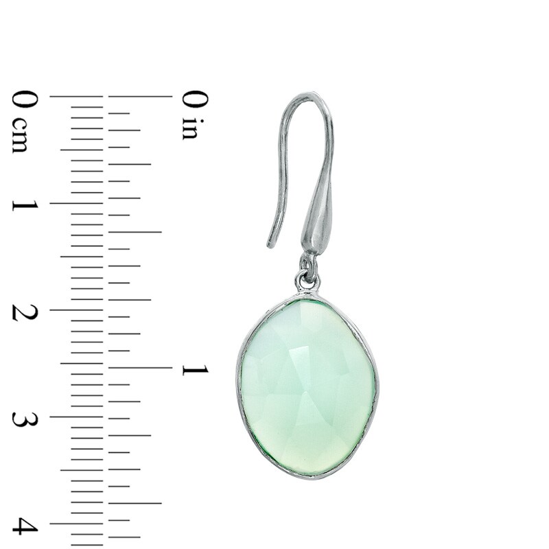 Main Image 2 of Piara™ Oval Green Chalcedony Drop Earrings in Sterling Silver